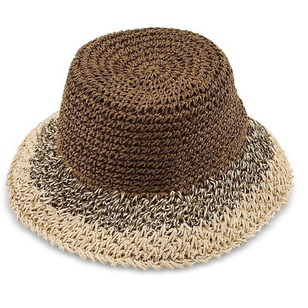 Eugenia Kim Women Bucket Hat OS Ombre Crochet Packable Woven Straw Paper NWT
